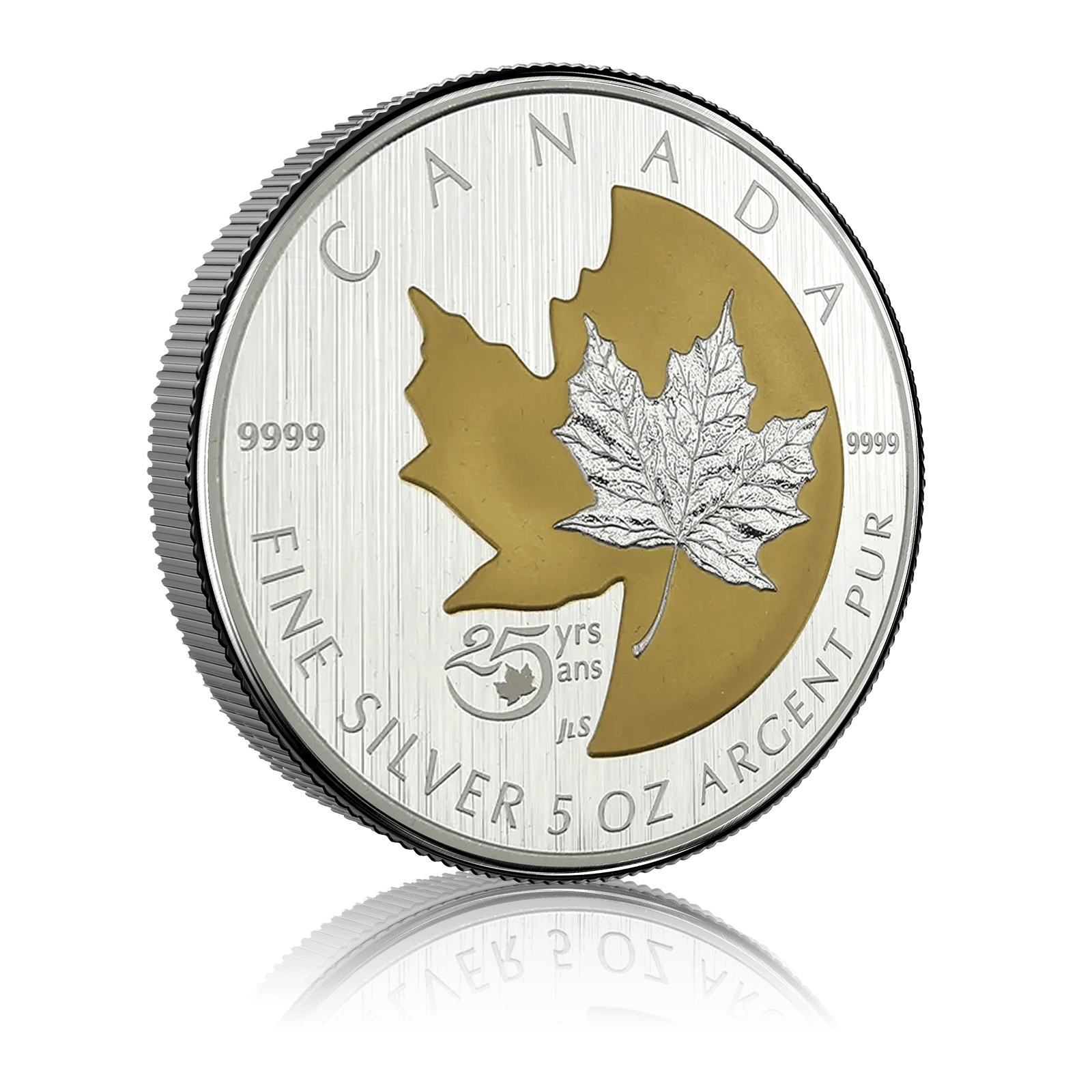 5 Oz Silver Canadian Maple Leaf 25th Anniversary Coin (1988-2013) 4
